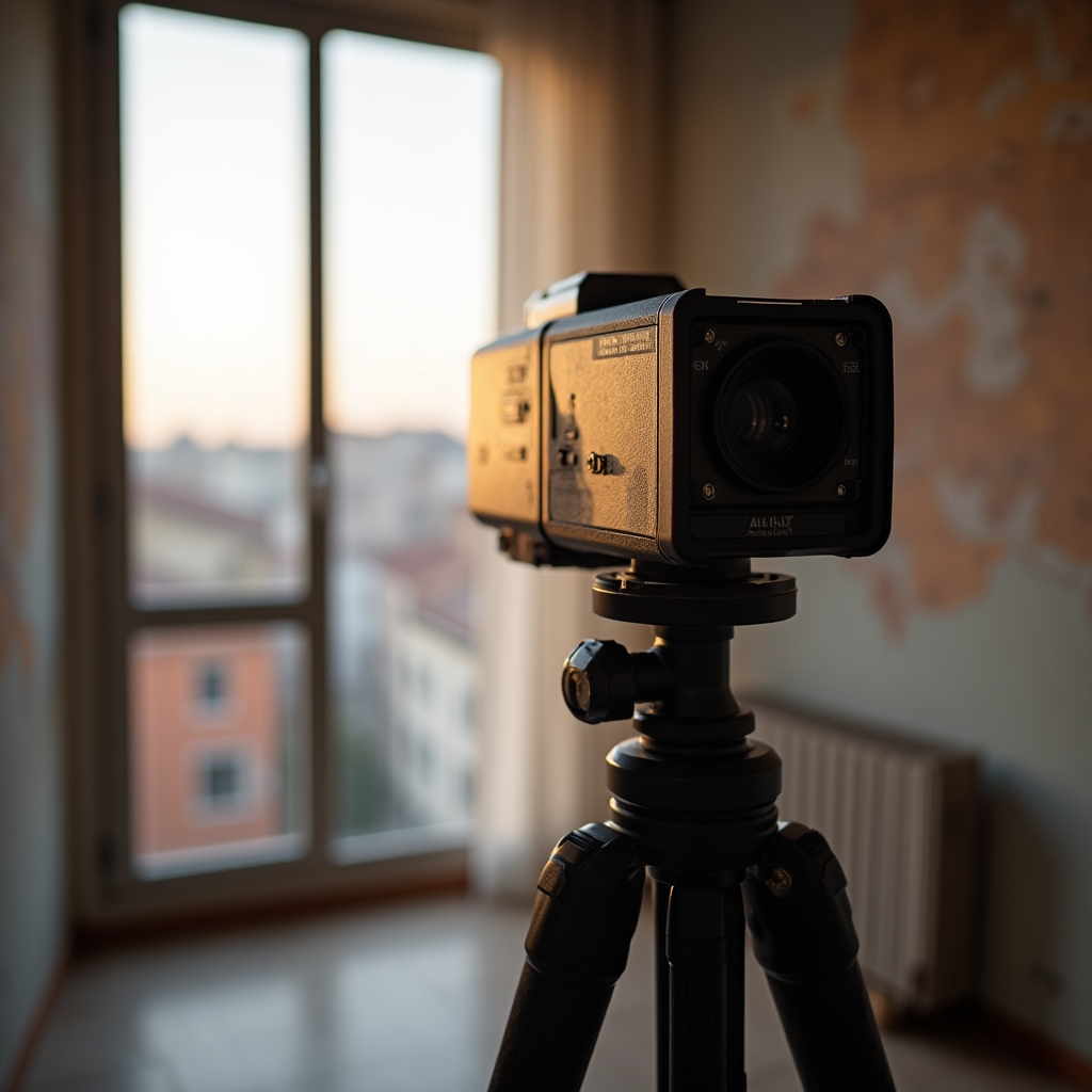 Laser scanner professionale su treppiede durante rilievo interno